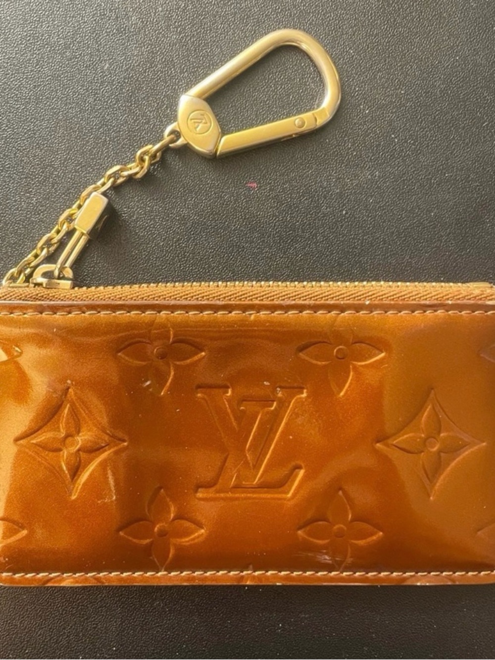 Louis Vuitton Vernis Monogram Key Pouch in Shiny Cognac